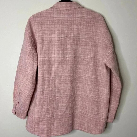 Aritzia Babaton Women's Shacket Joan Shirt Jacket Oversized Tweed Pink Plaid - Picture 12 of 16
